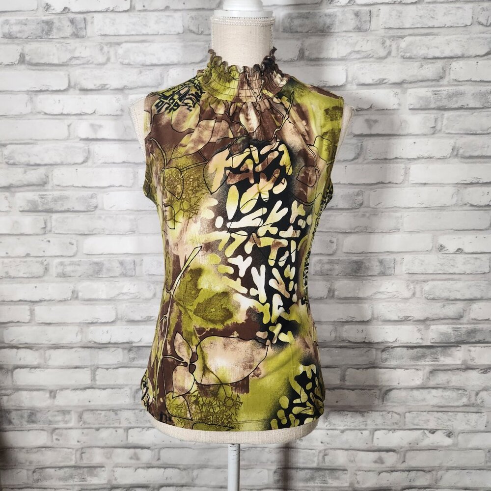 Serenade Green Ruffle Turtleneck Blouse